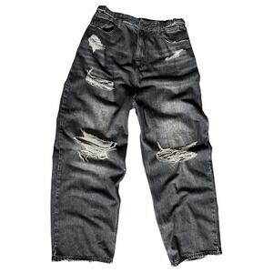 MASONPRINCE Distressed Black Baggy Unisex Emo Wide Leg Size 3